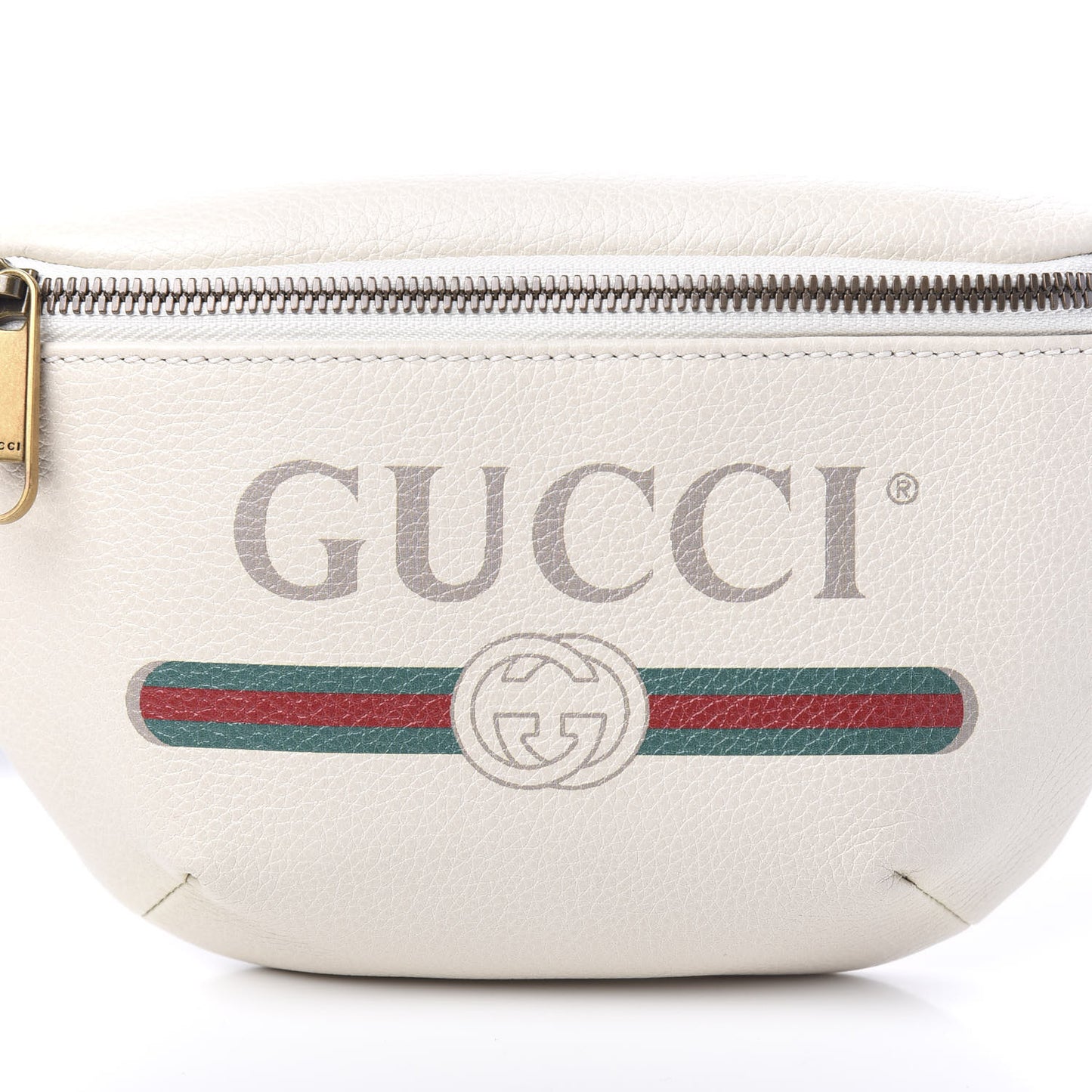 Grained Calfskin Small Logo Belt Bag White