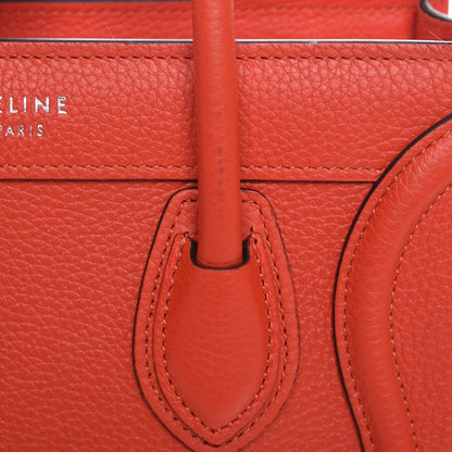 Celine Drummed Calfskin Nano Luggage Vermillion 14 of 14