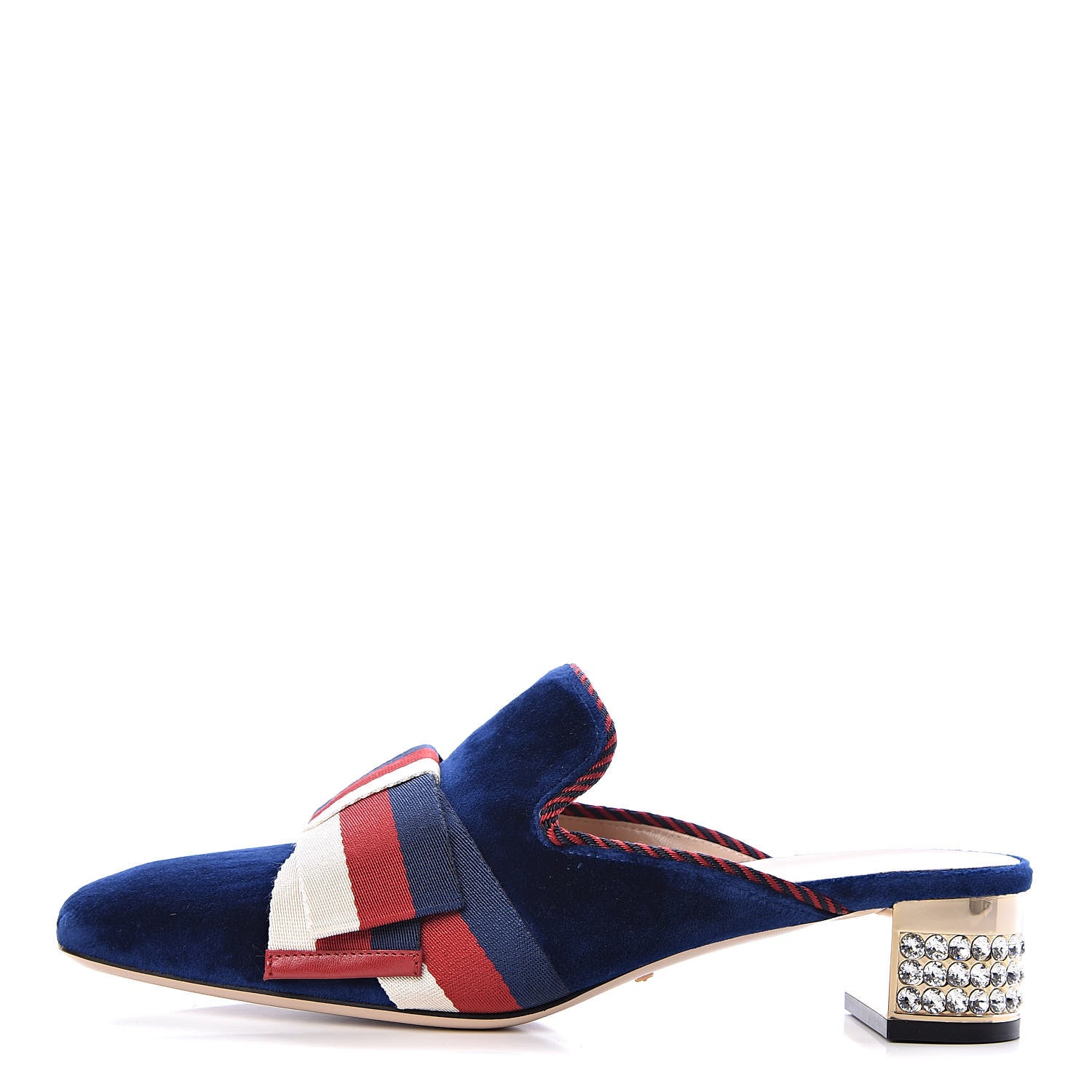 Gucci Velvet Crystal Sylvie Bow Mules 39 Cobalt Blue 1 of 10