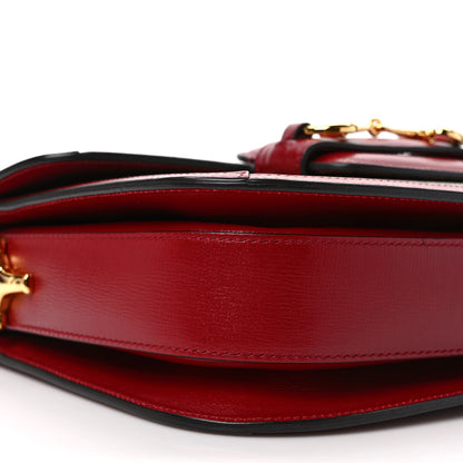 Gucci GG Supreme Monogram Azalea Calfskin Horsebit 1955 Shoulder Bag Beige Ebony New Cherry Red 8 of 9