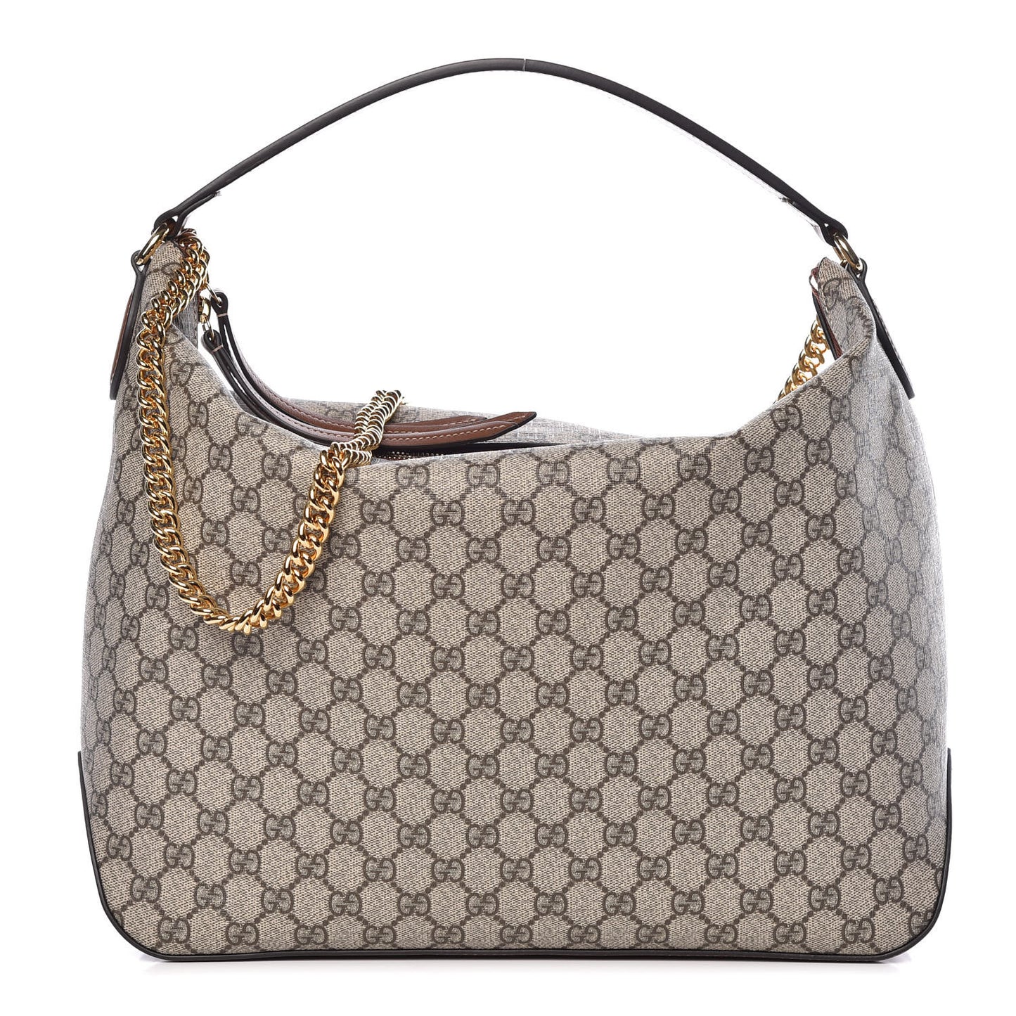 GG Supreme Monogram Large Linea A Hobo Light Brown