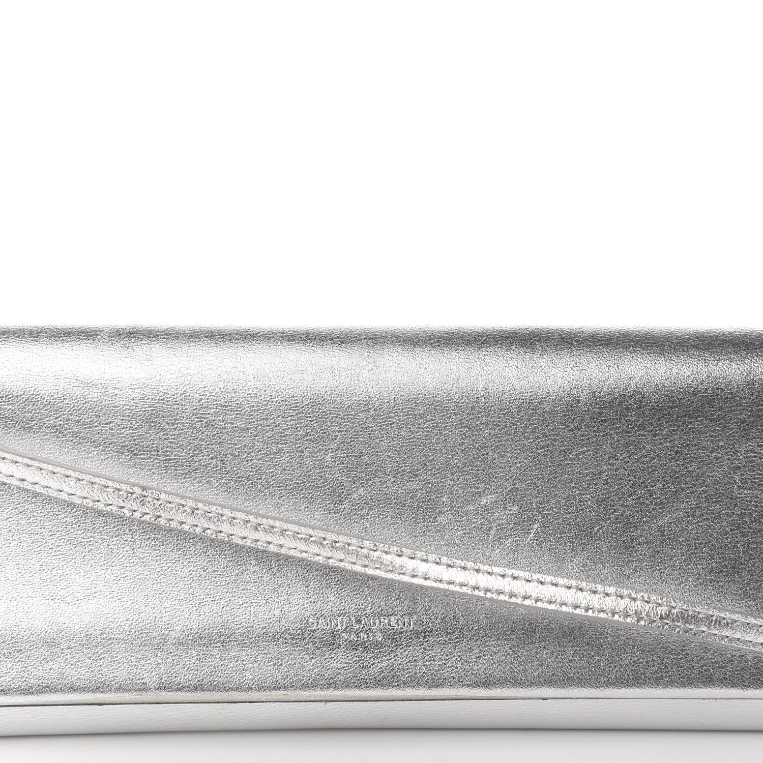 Saint Laurent Nappa Silk Fetiche Clutch Argento 11 of 11