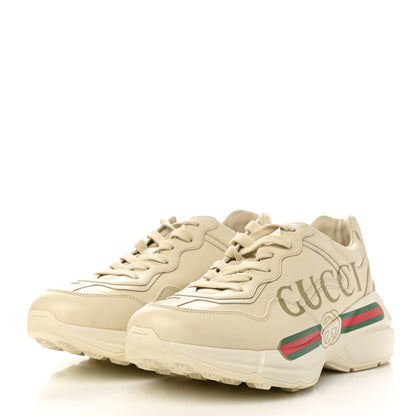 Gucci Calfskin Logo Womens Rhyton Sneakers 39.5 Ivory 3 of 11
