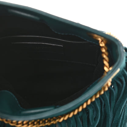 Saint Laurent Suede Calfskin Small Grace Fringed Hobo Bag Rope Sea Turquoise 5 of 9