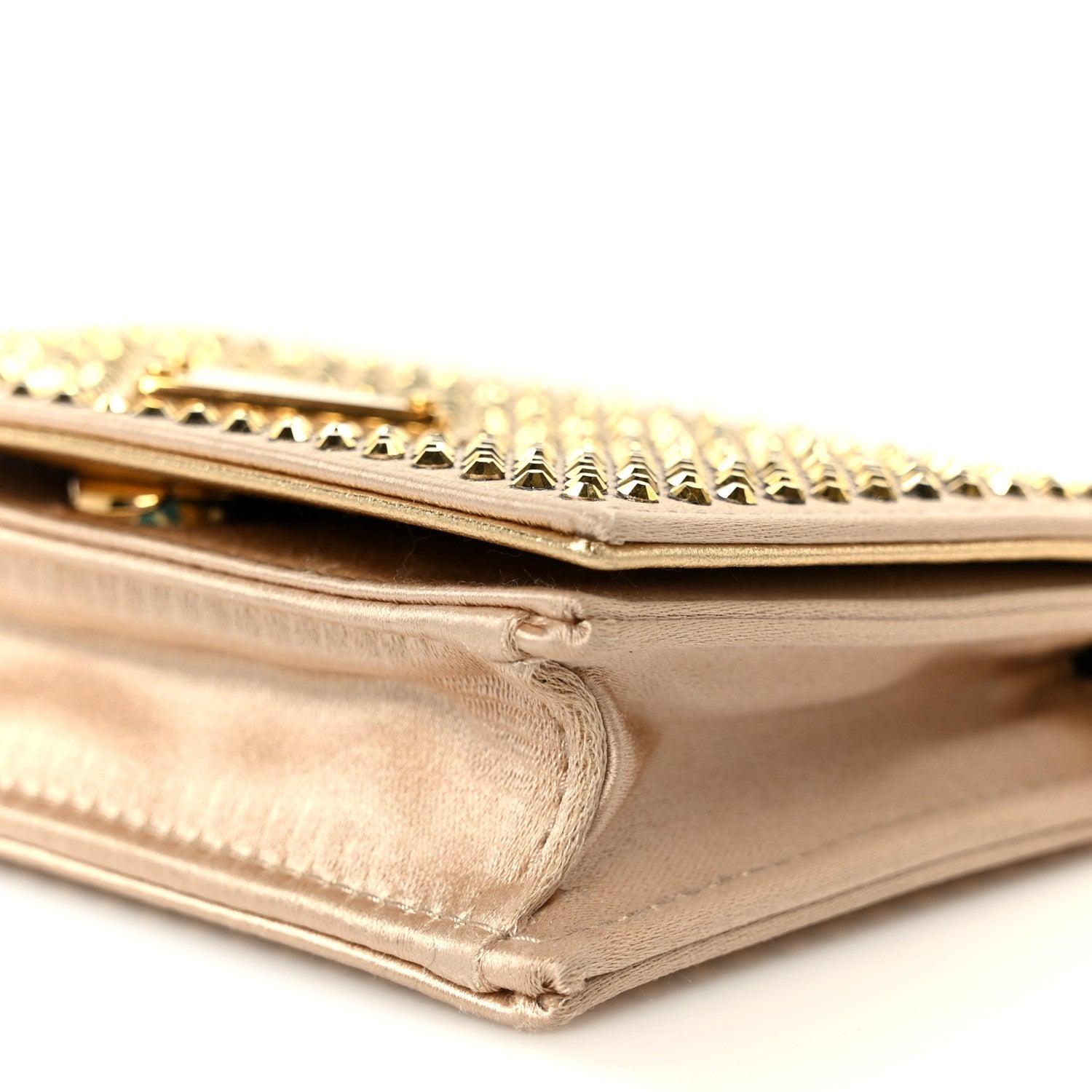 Prada Satin Crystal Metal Triangle Logo Card Holder With Strap Platino 8 of 9