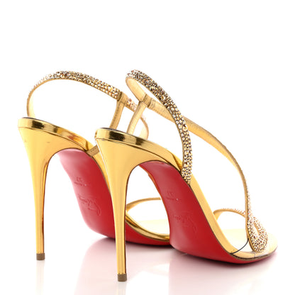 Christian Louboutin Crystal Strass Rosalie 100 Sandals 37 Cry Aurum Gold 4 of 19