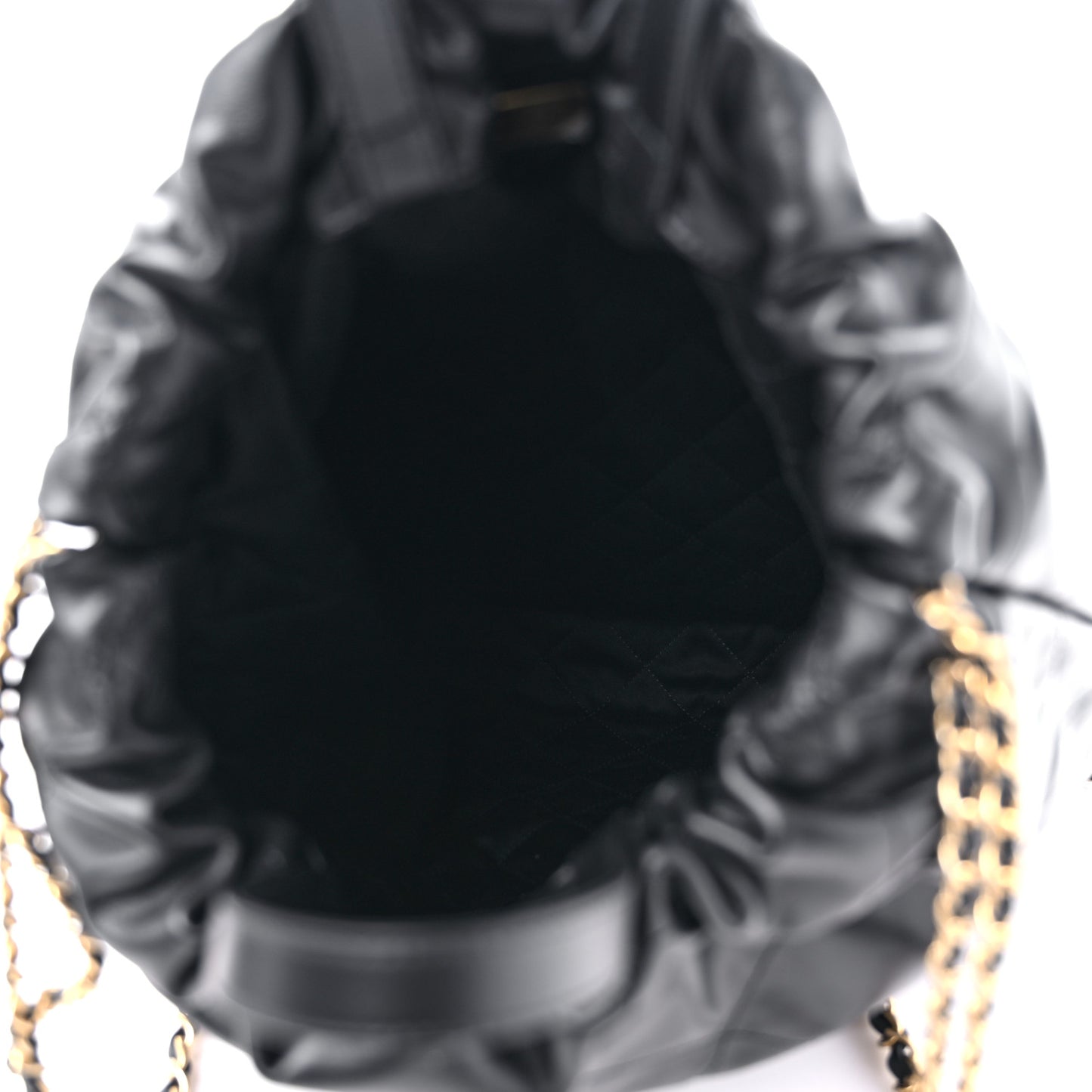 Shiny Calfskin Quilted Chanel 22 Backpack Black