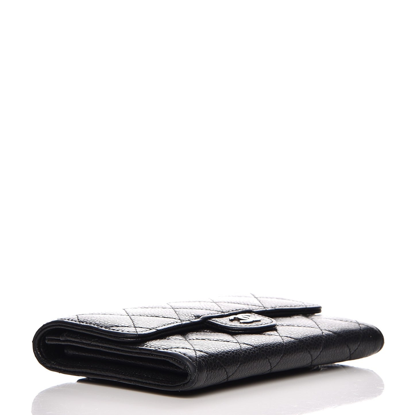 Caviar Quilted Small Flap Wallet Black
