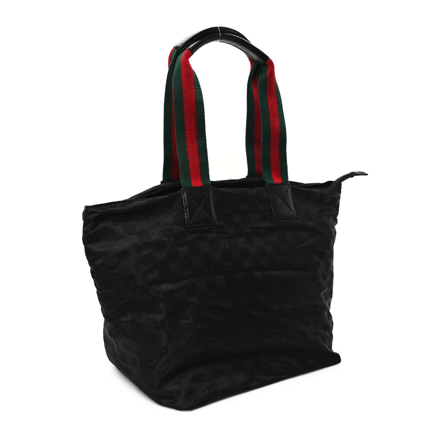 GG Monogram Large Web Handle Bucket Tote Black