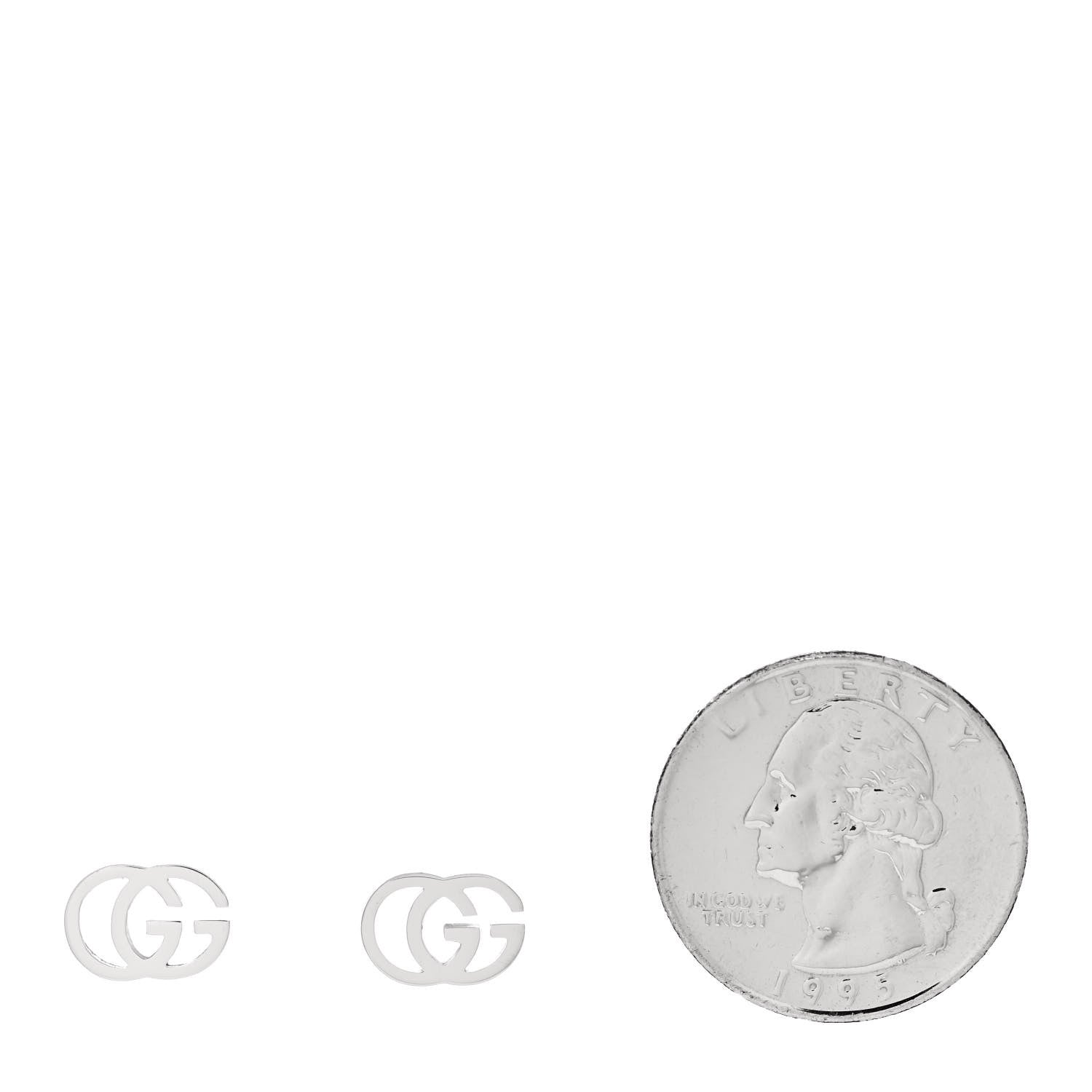 Gucci 18K White Gold GG Tissue Stud Earrings 2 of 5