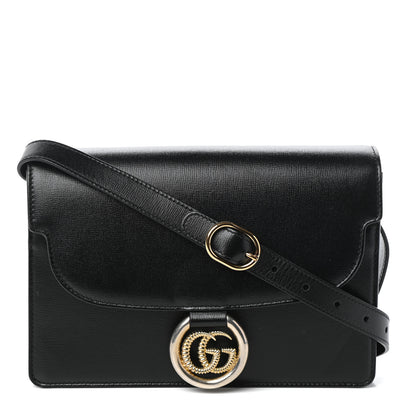Gucci Textured Calfskin Small Torchon GG Ring Shoulder Bag Black 1 of 9