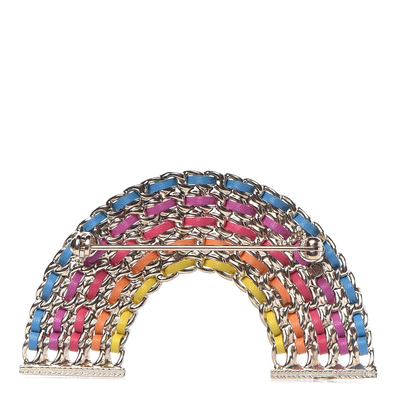 Chanel Lambskin Chain Rainbow CC Brooch Gold Multicolor 3 of 5