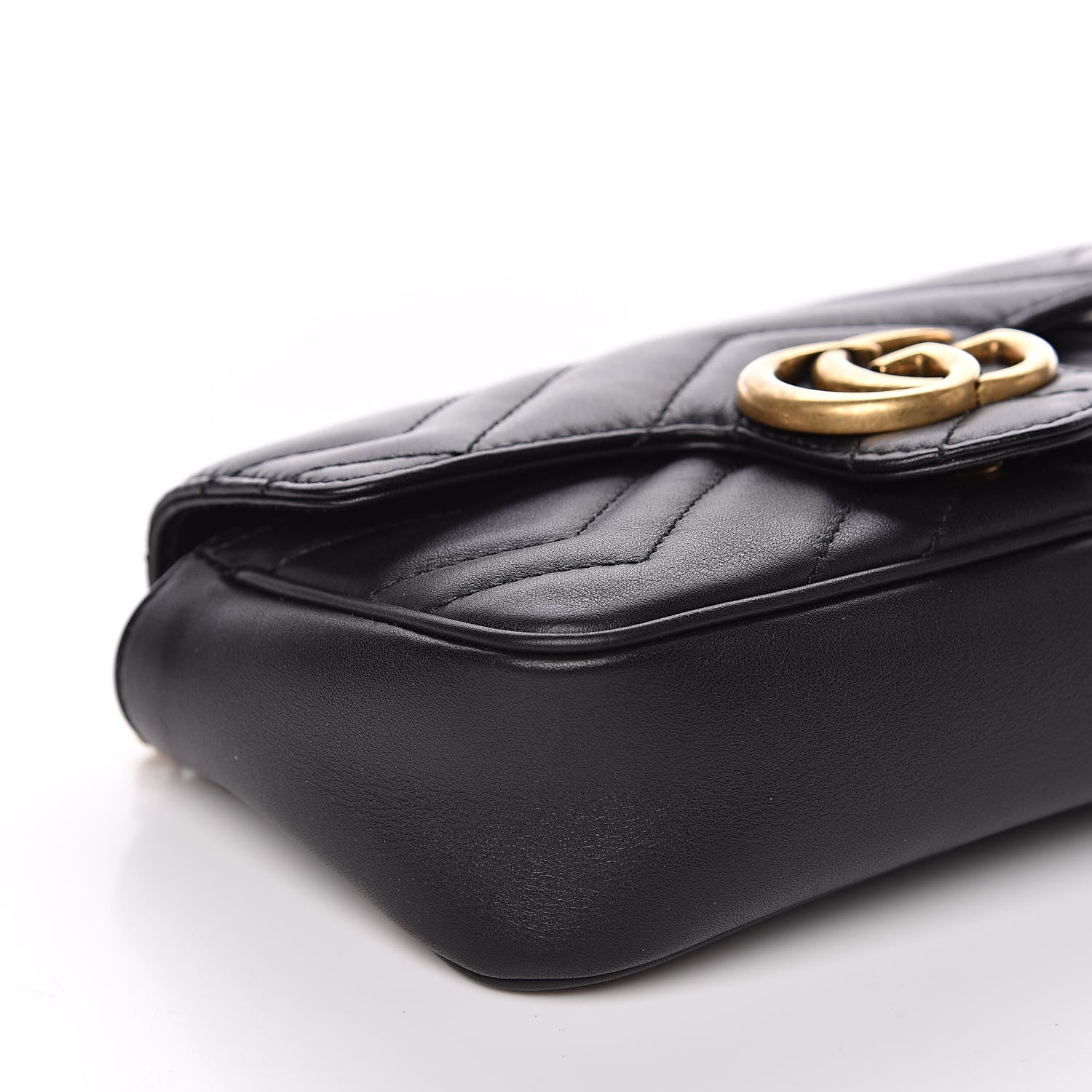 Gucci Calfskin Matelasse Super Mini GG Marmont Shoulder Bag Black 8 of 12