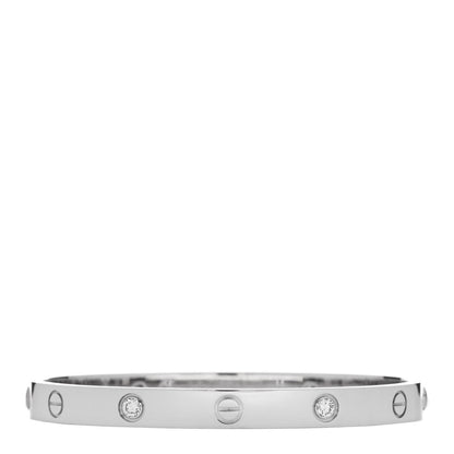 Cartier 18K White Gold 4 Diamond LOVE Bracelet 18 1 of 7