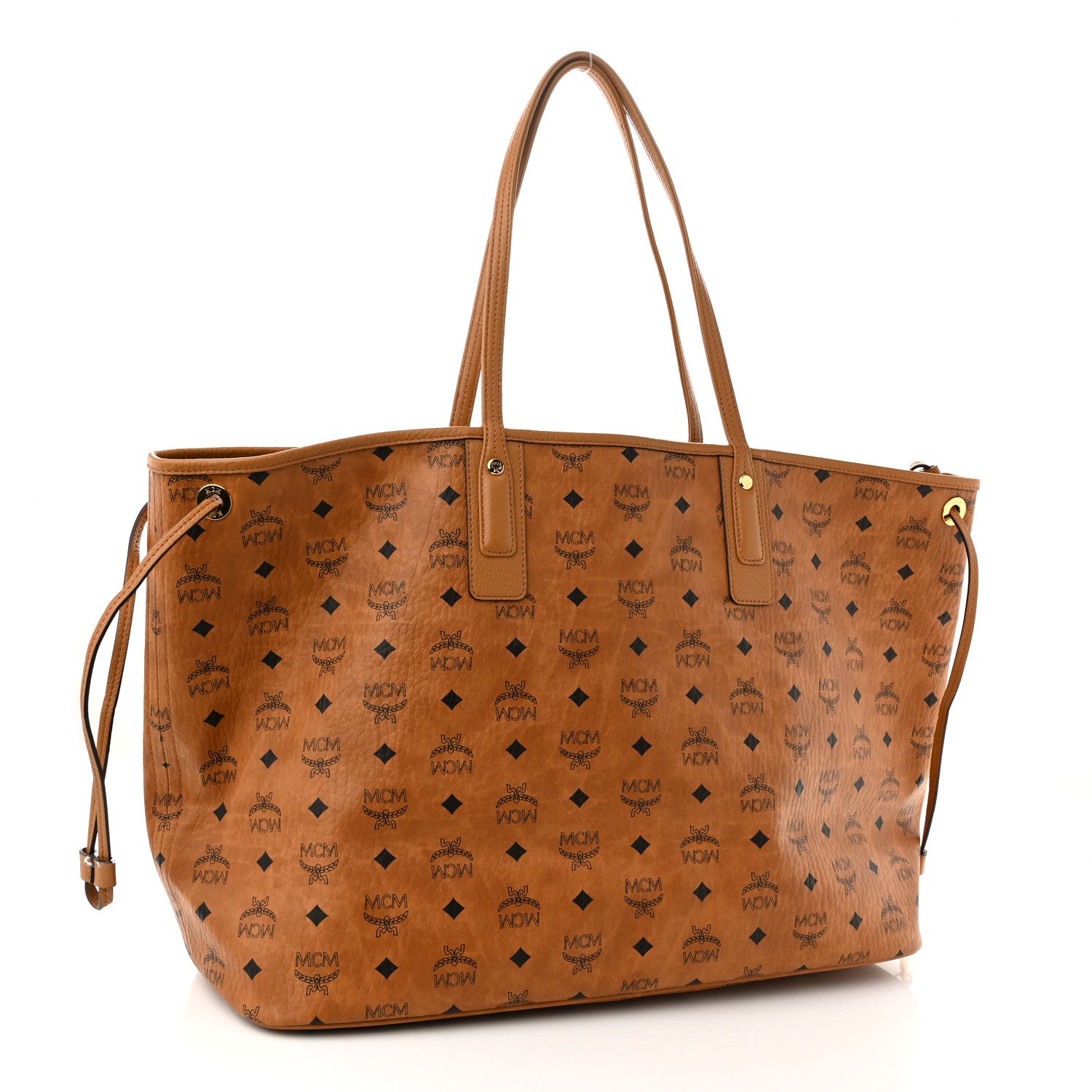 MCM Visetos Large Liz Reversible Shopper Tote Cognac 4 of 16