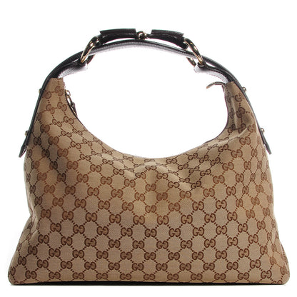 Gucci Monogram Medium Horsebit Chain Hobo Dark Brown 1 of 9