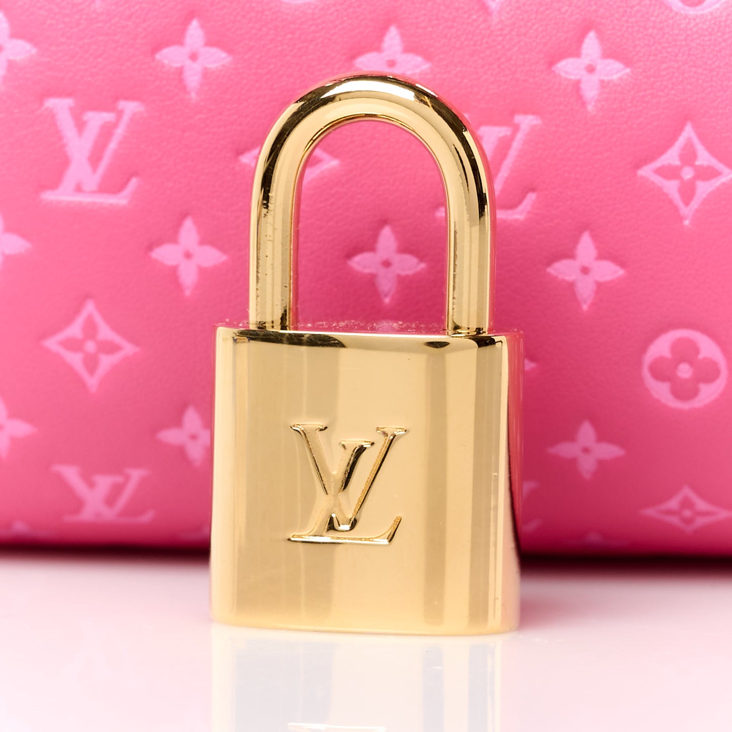 Calfskin Nanogram Embossed Speedy Bandouliere 20 Rose