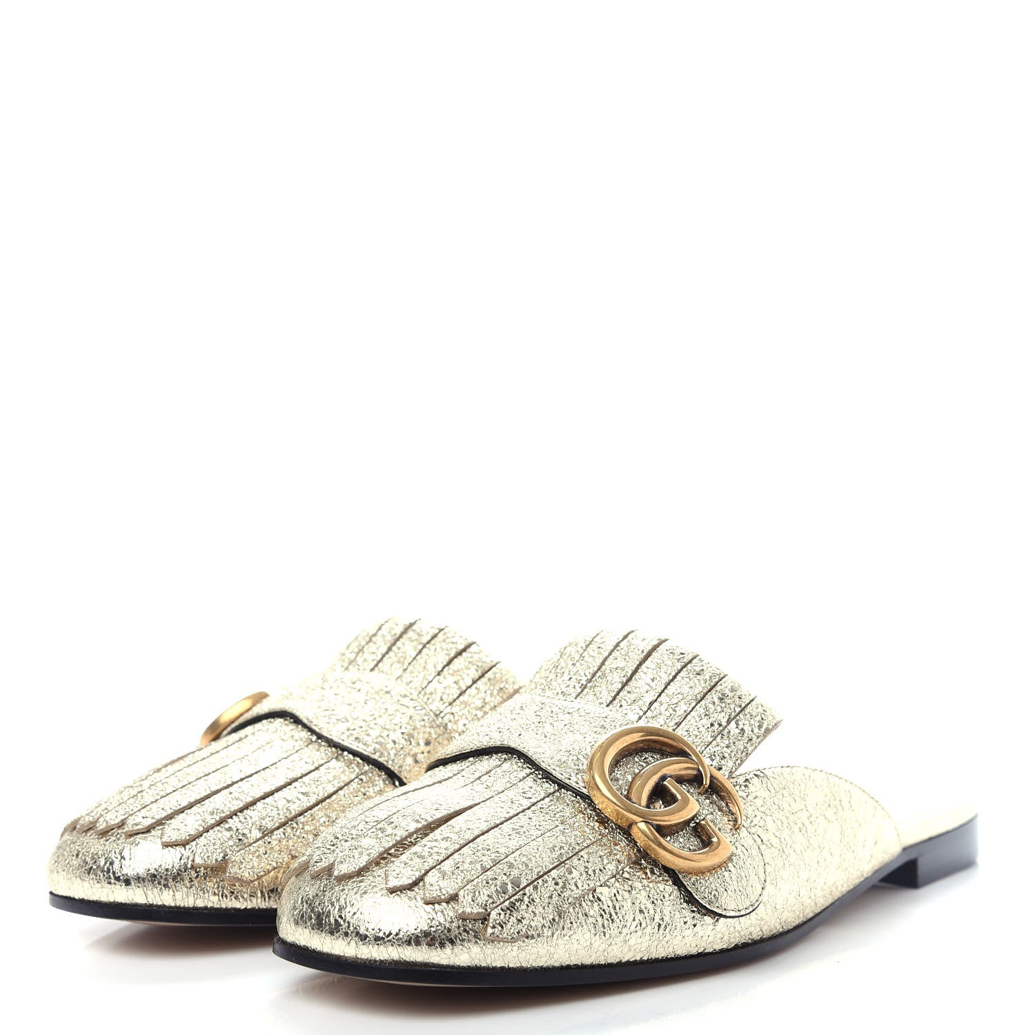 Gucci Galassia Womens GG Marmont Fringe Slippers 37.5 Platino 3 of 10