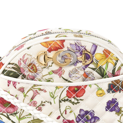 Gucci Canvas Flora Floral Trapuntata Mini Zumi Dome Shoulder Bag White 9 of 9