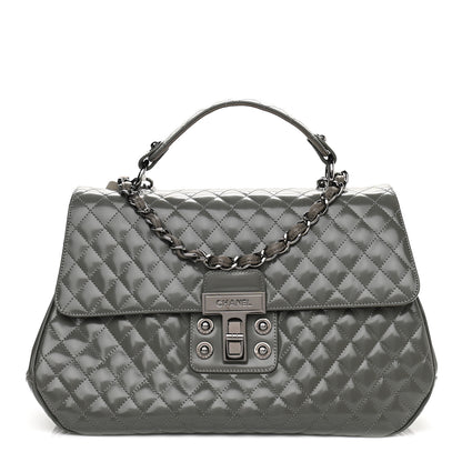 Chanel Glazed Calfskin Mademoiselle Lock Kelly Flap Bag Grey 1 of 11