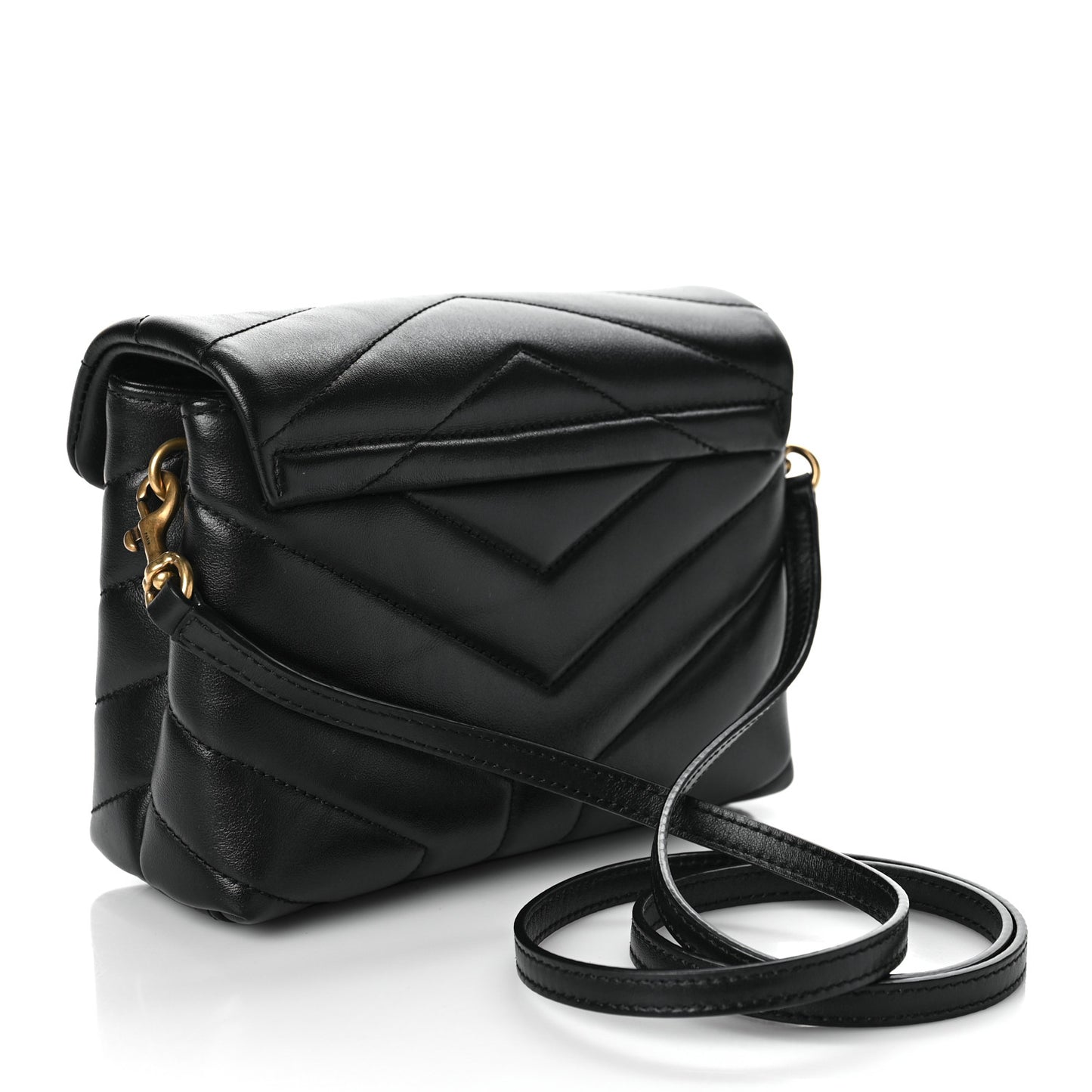 Calfskin Y Quilted Monogram Toy Loulou Crossbody Bag Black