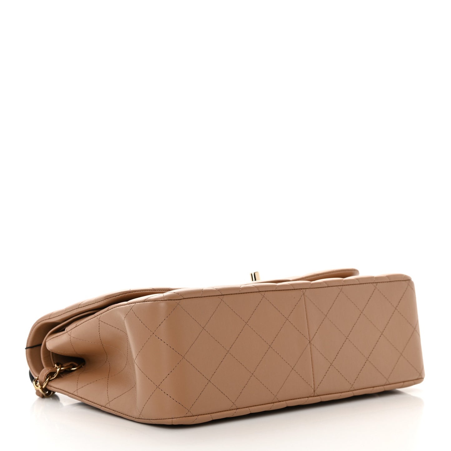 Lambskin Quilted Jumbo Double Flap Dark Beige