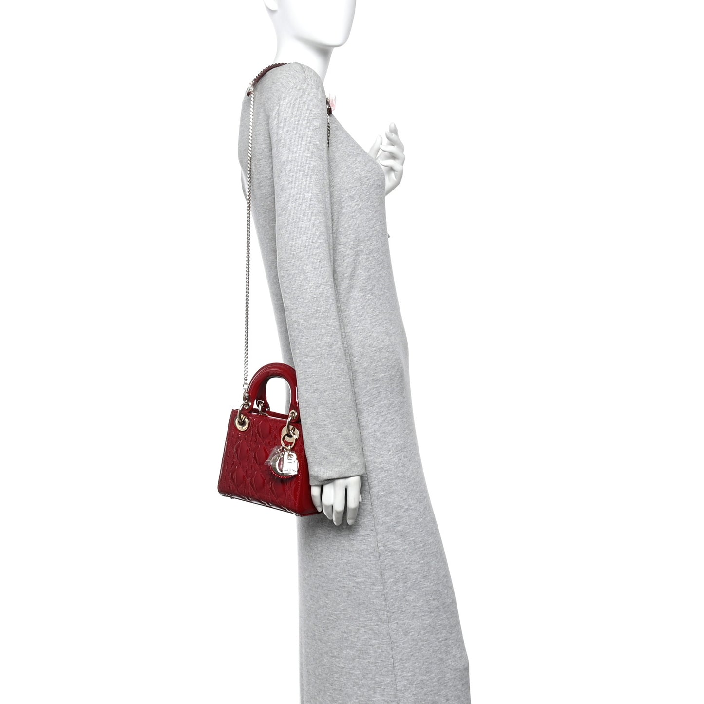 Patent Cannage Mini Lady Dior Red