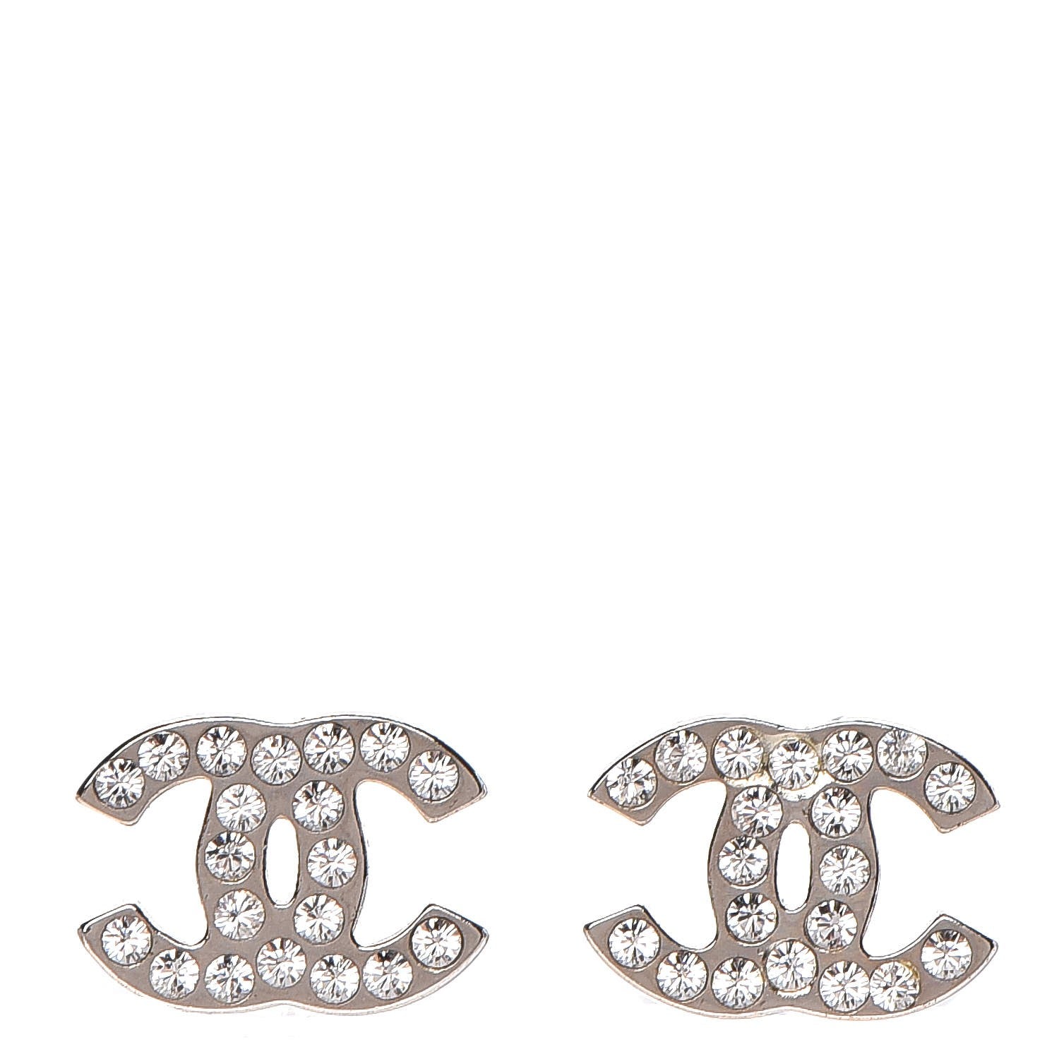 Chanel Crystal Mini Timeless CC Earrings Silver 1 of 3