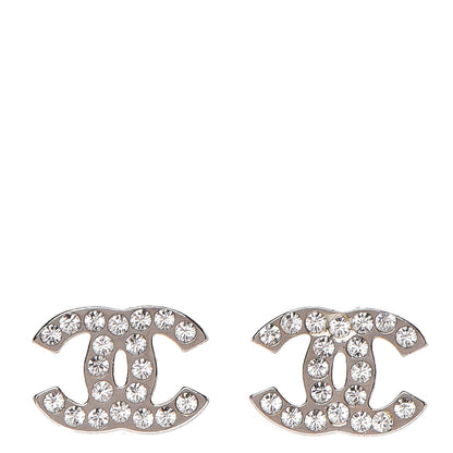 Chanel Crystal Mini Timeless CC Earrings Silver 1 of 3