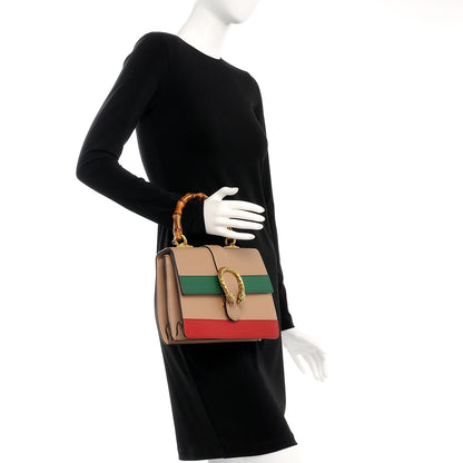 Gucci Calfskin Bamboo Web Medium Dionysus Top Handle Bag Camelia Bright Evergreen Hibiscus Red 3 of 12