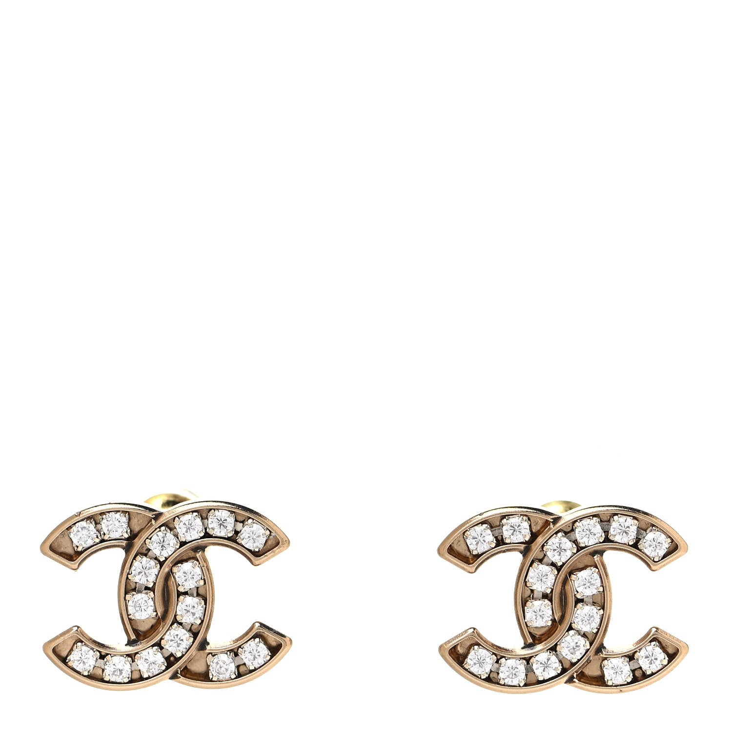 Chanel Crystal CC Earrings Gold 1 of 4