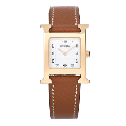 Hermes Stainless Steel Epsom 21mm Heure H Hour Quartz Watch Gold 1 of 5
