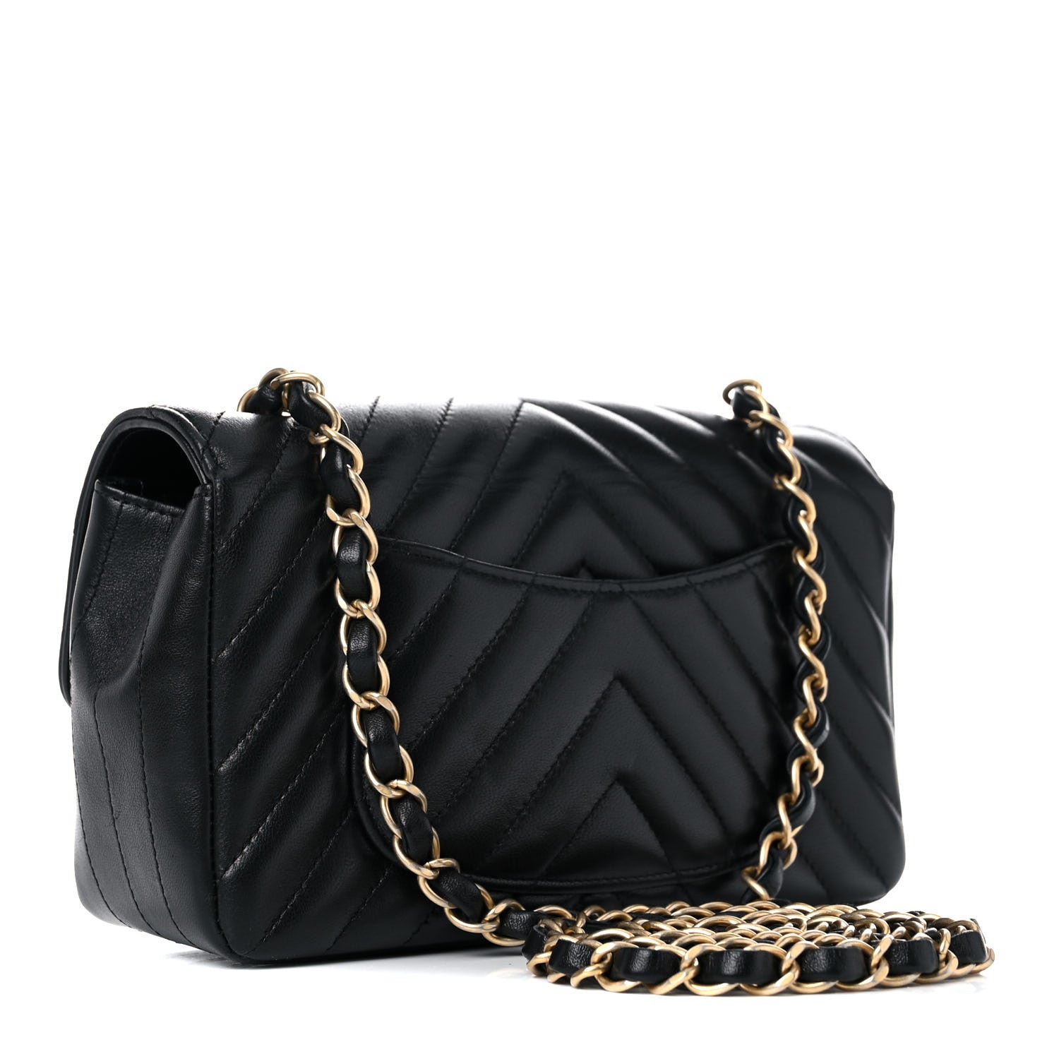 Chanel Lambskin Chevron Quilted Mini Rectangular Flap Black 3 of 16