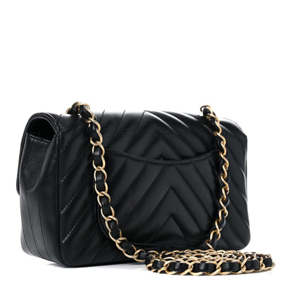 Chanel Lambskin Chevron Quilted Mini Rectangular Flap Black 3 of 16