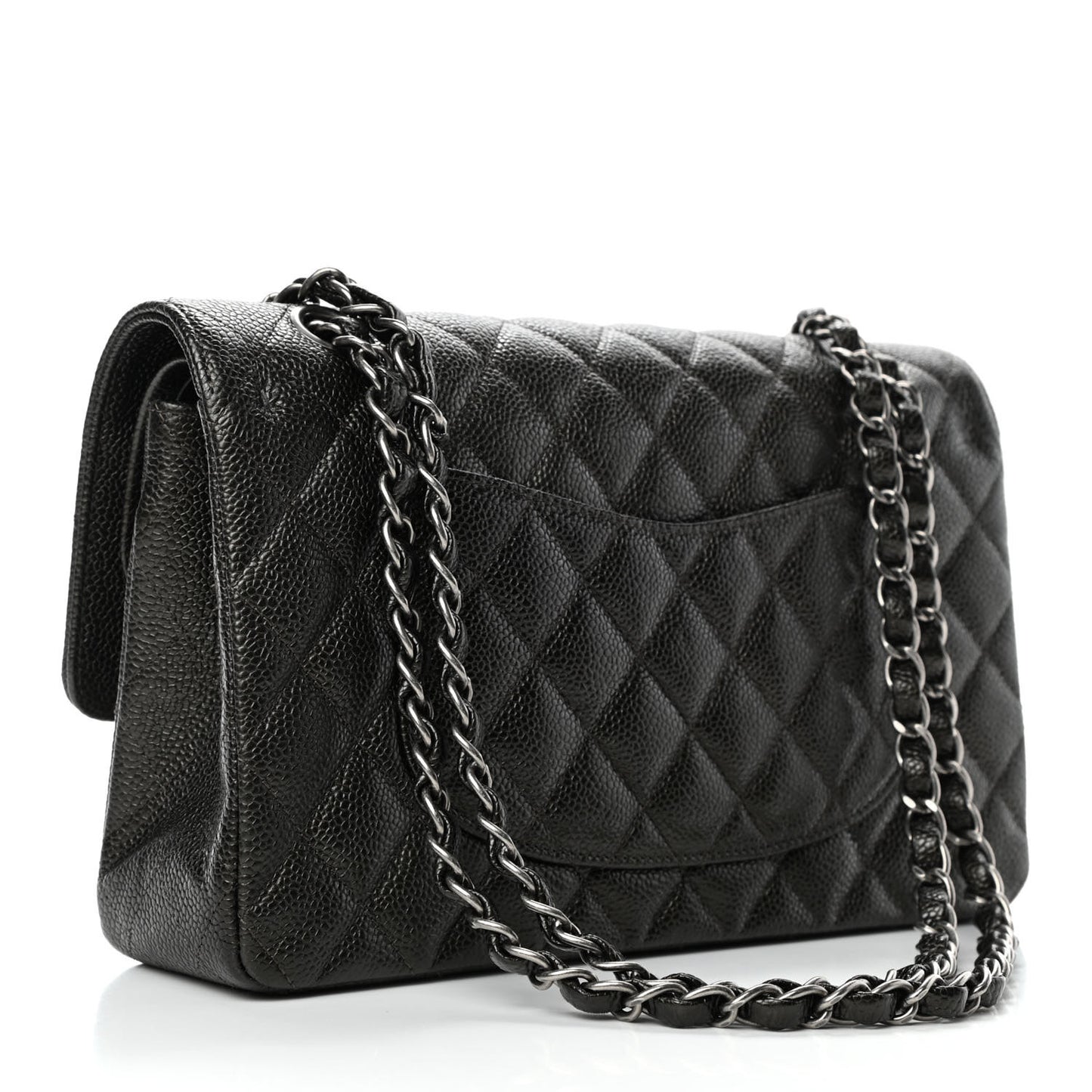 Caviar Quilted Medium Double Flap Black