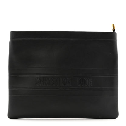 Christian Dior Calfskin Medium Diordouble Zip Pouch Black 1 of 10