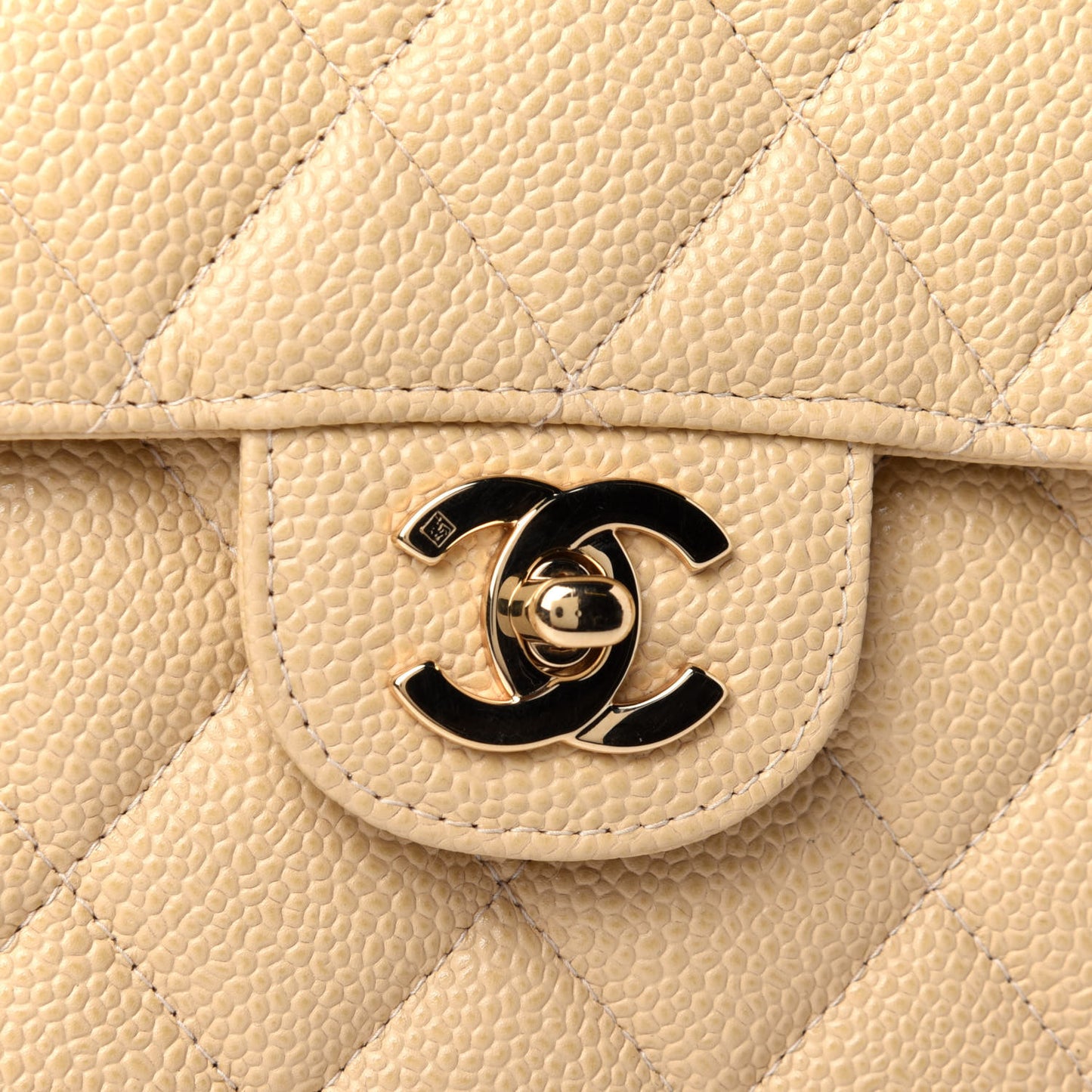 Caviar Quilted Jumbo Single Flap Beige