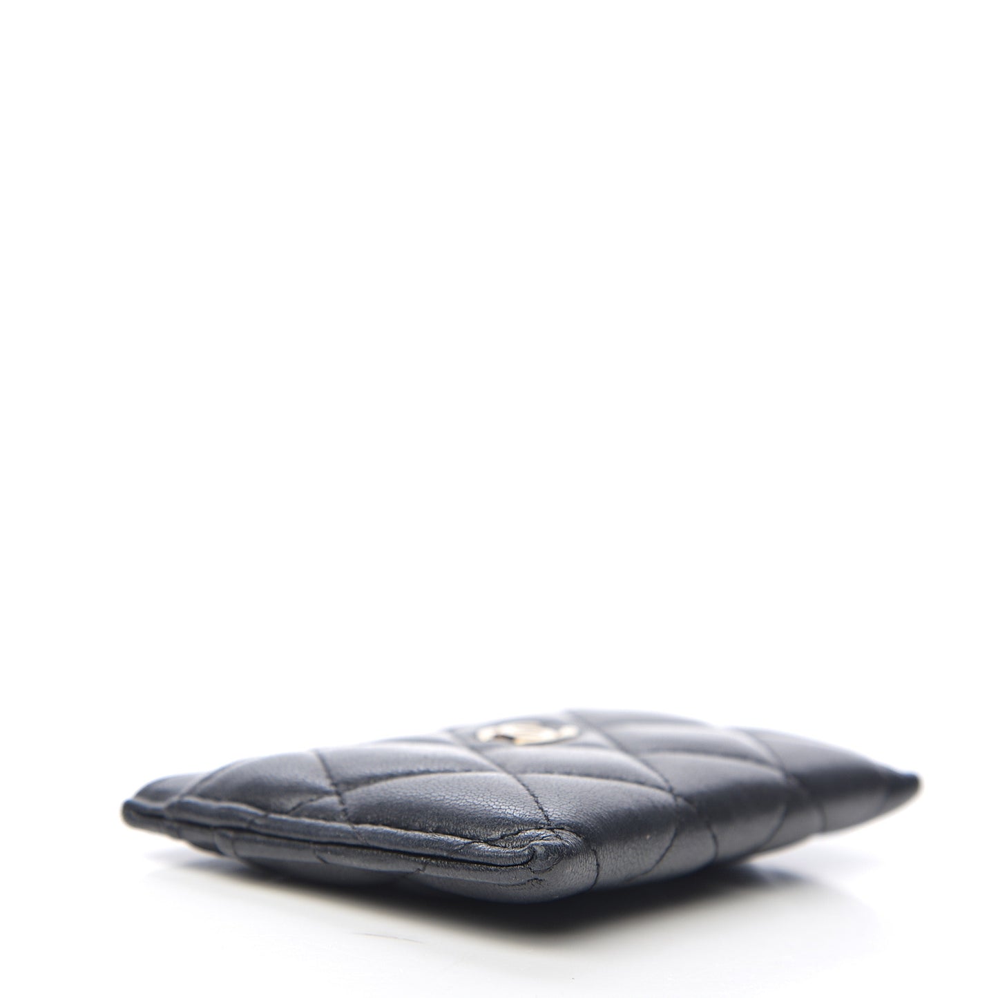 Lambskin Quilted Card Holder Black