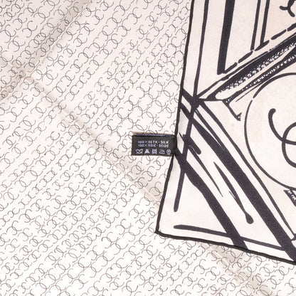 Chanel Silk Scarf CC Logo Cream Black 5 of 5