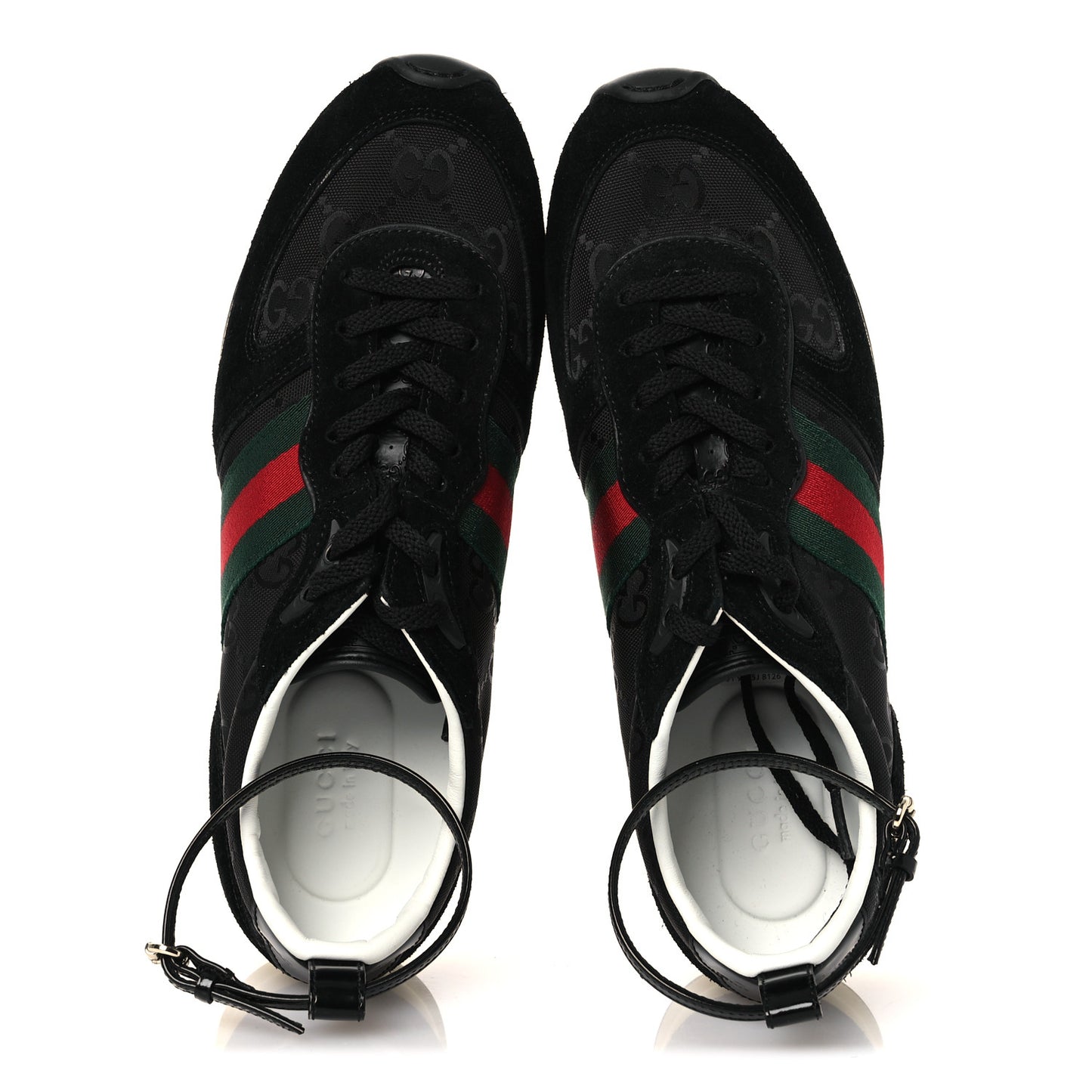GG Suede Monogram Web Re-Motion Sneakers 38 Black