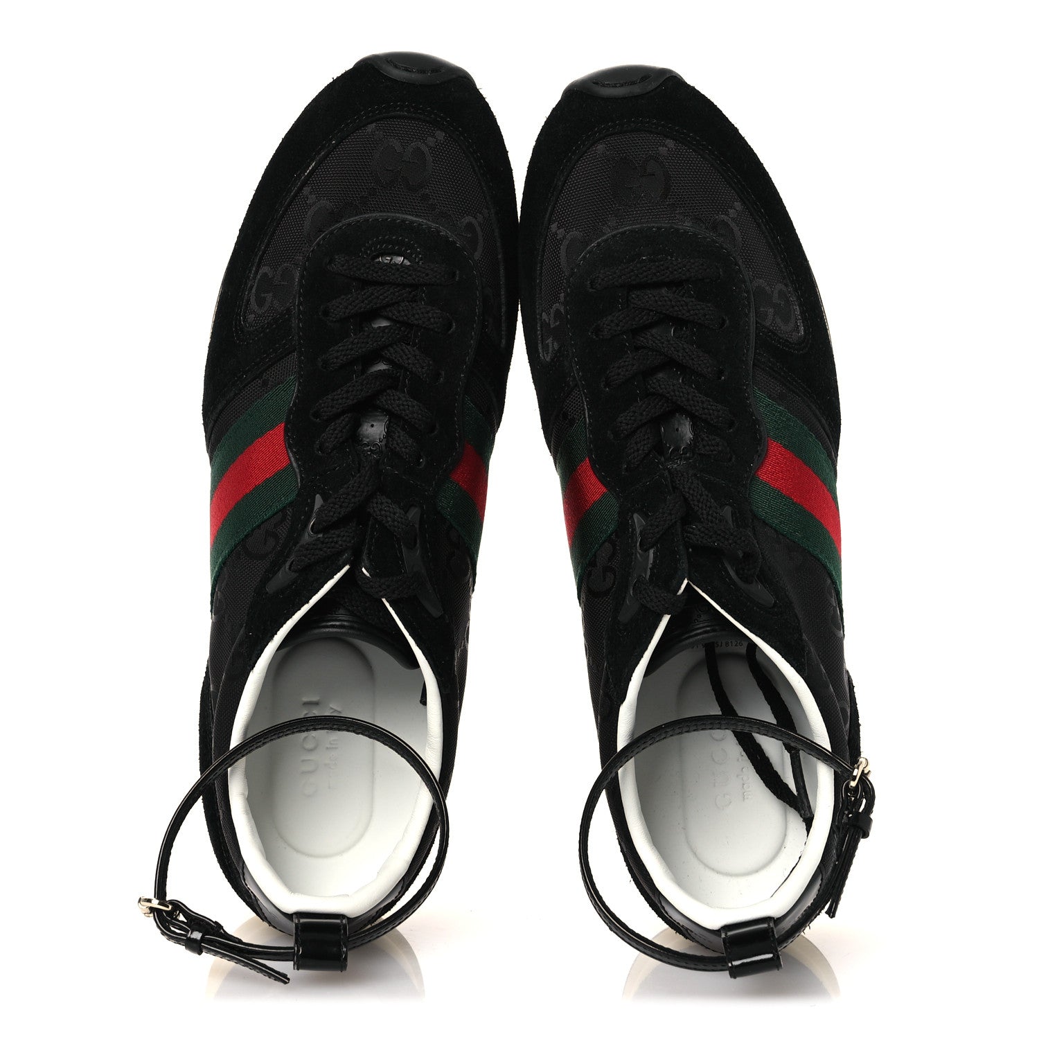 Gucci GG Suede Monogram Web Re-Motion Sneakers 38 Black 2 of 11