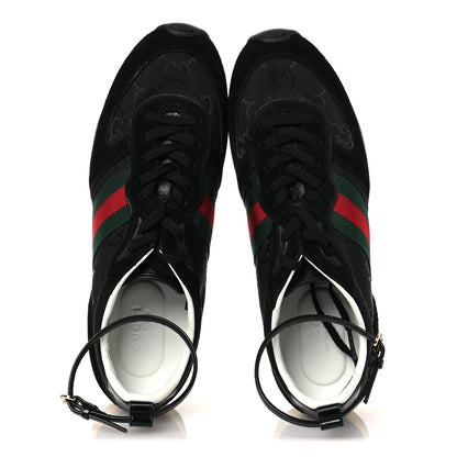 Gucci GG Suede Monogram Web Re-Motion Sneakers 38 Black 2 of 11