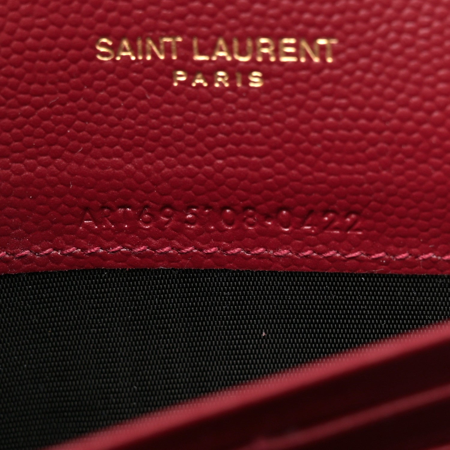 Saint Laurent Grain De Poudre Matelasse Chevron Monogram Envelope Chain Wallet Opyum Red 7 of 11