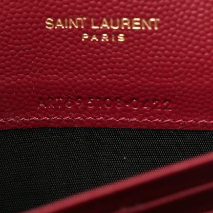 Saint Laurent Grain De Poudre Matelasse Chevron Monogram Envelope Chain Wallet Opyum Red 7 of 11