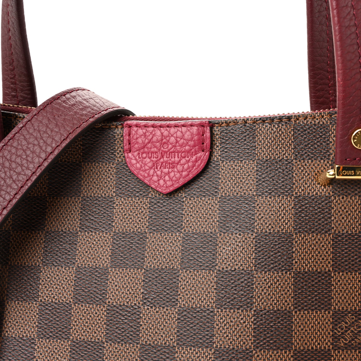 Louis Vuitton Damier Ebene Cuir Taurillon Hyde Park Fuchsia