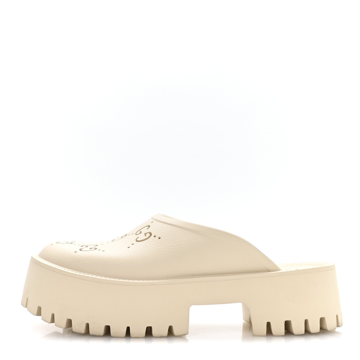 Gucci Rubber Monogram GG Go Through Platform Slide Clogs 41 Mystic White 1 of 8
