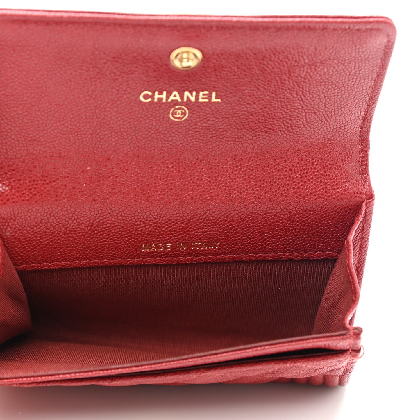 Caviar Quilted Boy Flap Card Holder Wallet Red