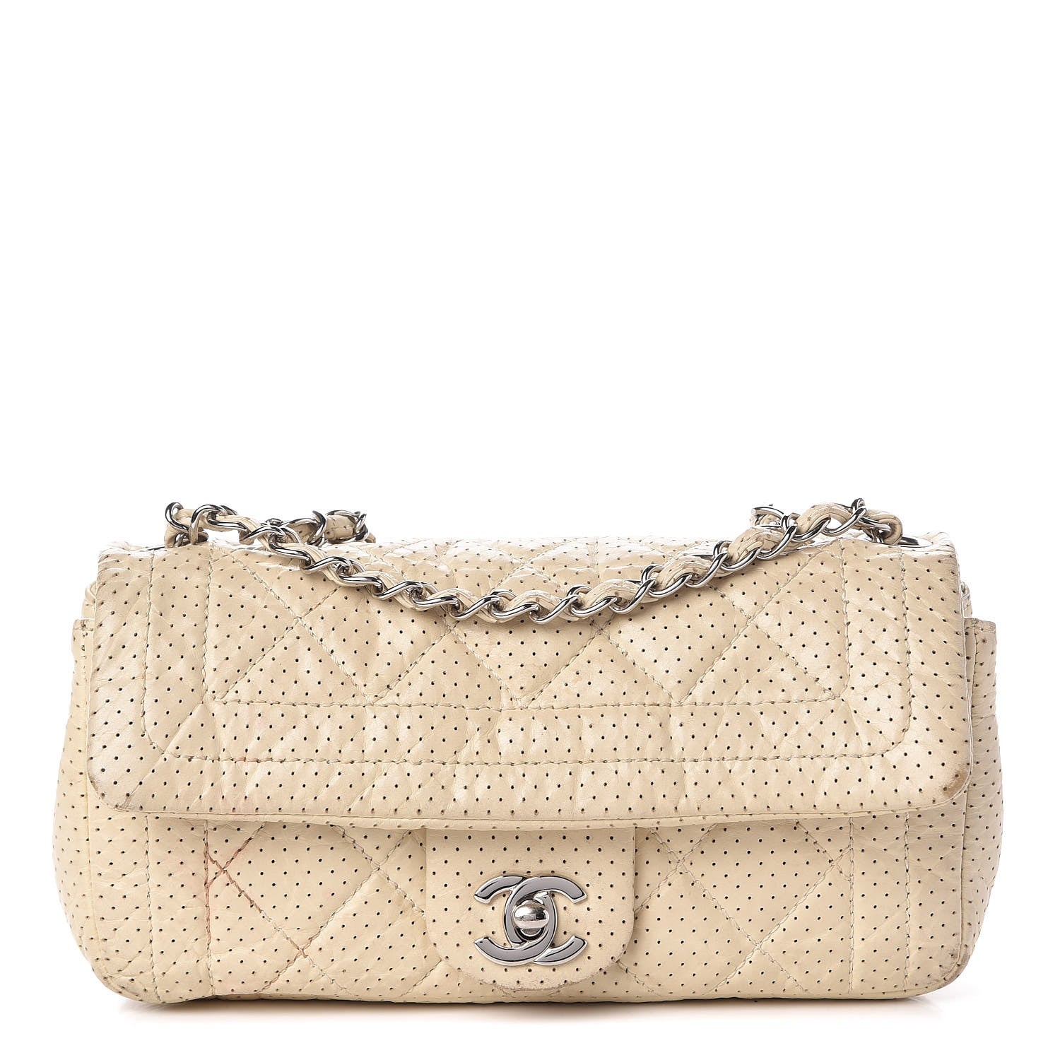 Chanel Aged Calfskin Perforated Small Flap Beige Clair 1 of 15