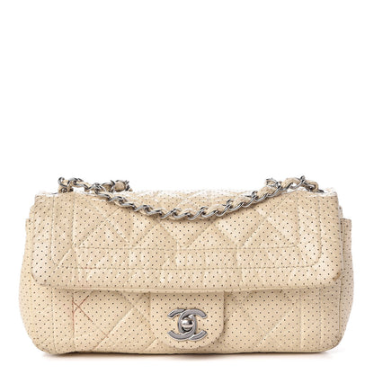 Chanel Aged Calfskin Perforated Small Flap Beige Clair 1 of 15
