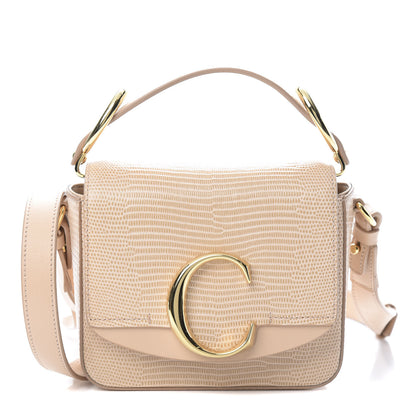 Chloe Calfskin Lizard Embossed Mini C Double Carry Biscotti Beige 2 of 12